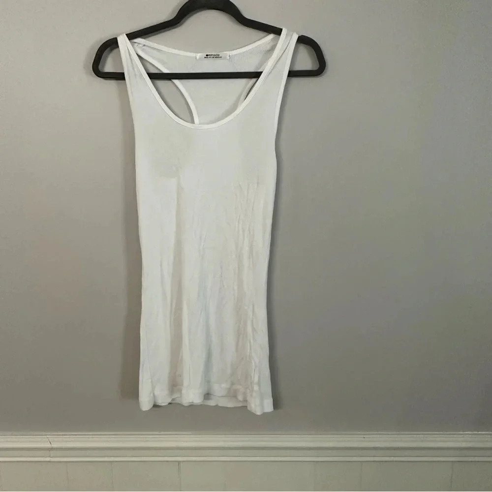 LaMade Revolve White Ribbed Racerback Lightweight Tanks NWOT - Picture 2 of 7